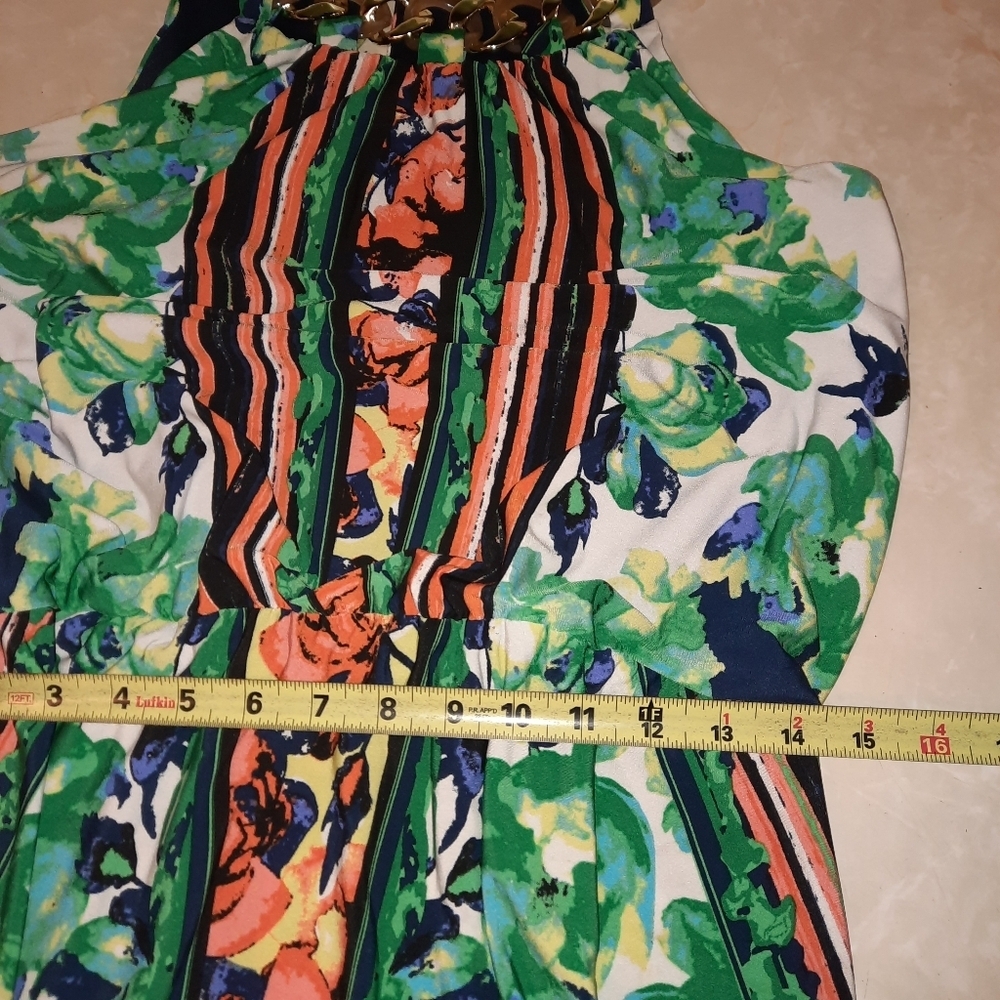Chetta B Green and Orange Floral Midi Dress - Picture 4 of 10